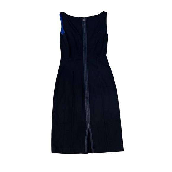 Navy Elie Tahari Navy Blue Sheath Lined Dress Fitted Zip Back Size 2 - Picture 2 of 6